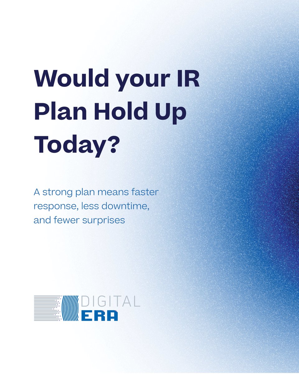 Digitaleragroup's tweet image. 🚨 Is Your IR Plan Ready for Today’s Threats? 🛡️💻
Cyberattacks evolve. Has your Incident Response Plan kept up?
An outdated plan can fail when it matters most.
📩Let’s talk. #CyberSecurity #IncidentResponse