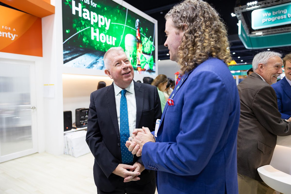 Alltech's tweet photo. Alltech’s journey began in Ireland, but today, our impact spans the globe!

Last week at #VIVAsia, we had the pleasure of welcoming @patbourne, @IEAmbThailand, to our booth during our St. Patrick’s Day-themed Happy Hour. https://t.co/RPjw4OSube