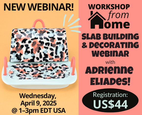Join us for a workshop with Adrienne Eliades as she crafts pottery that seamlessly blends form, function, and surface. During this 2-hr workshop on April 9 from 1–3pm EDT USA, there will be demos and discussion on designing a lidded butter dish. Register: tinyurl.com/yu2923wa