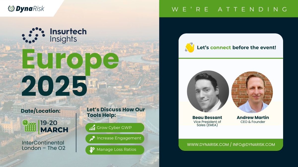 Are you attending the Insurtech Insights Europe conference in London this week?

Beau and Andrew are excited to be there, catching up on all things cyber risk!

Hope to see you there! 👋 

#Insurtech #CyberRisk