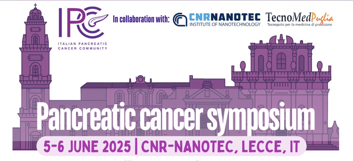 Loretta L. del Mercato (@lorettamercato) on Twitter photo 📣 Call for Abstracts – 2nd International Pancreatic Cancer Symposium! Join us in Lecce, Italy, on June 5-6, 2025, to drive scientific progress in pancreatic cancer research.
To register: i-pcc.org/it_IT/pancreat…
<a href="/ItalianPCC/">Italian Pancreatic Cancer Community I-PCC</a>
<a href="/Valsecchifdn/">Fondazione Nadia Valsecchi ETS</a>
<a href="/nastroviola/">Nastro viola</a>
<a href="/AISP_Pancreas/">AISP</a> 📣 Call for Abstracts – 2nd International Pancreatic Cancer Symposium! Join us in Lecce, Italy, on June 5-6, 2025, to drive scientific progress in pancreatic cancer research.
To register: i-pcc.org/it_IT/pancreat…
<a href="/ItalianPCC/">Italian Pancreatic Cancer Community I-PCC</a>
<a href="/Valsecchifdn/">Fondazione Nadia Valsecchi ETS</a>
<a href="/nastroviola/">Nastro viola</a>
<a href="/AISP_Pancreas/">AISP</a>
