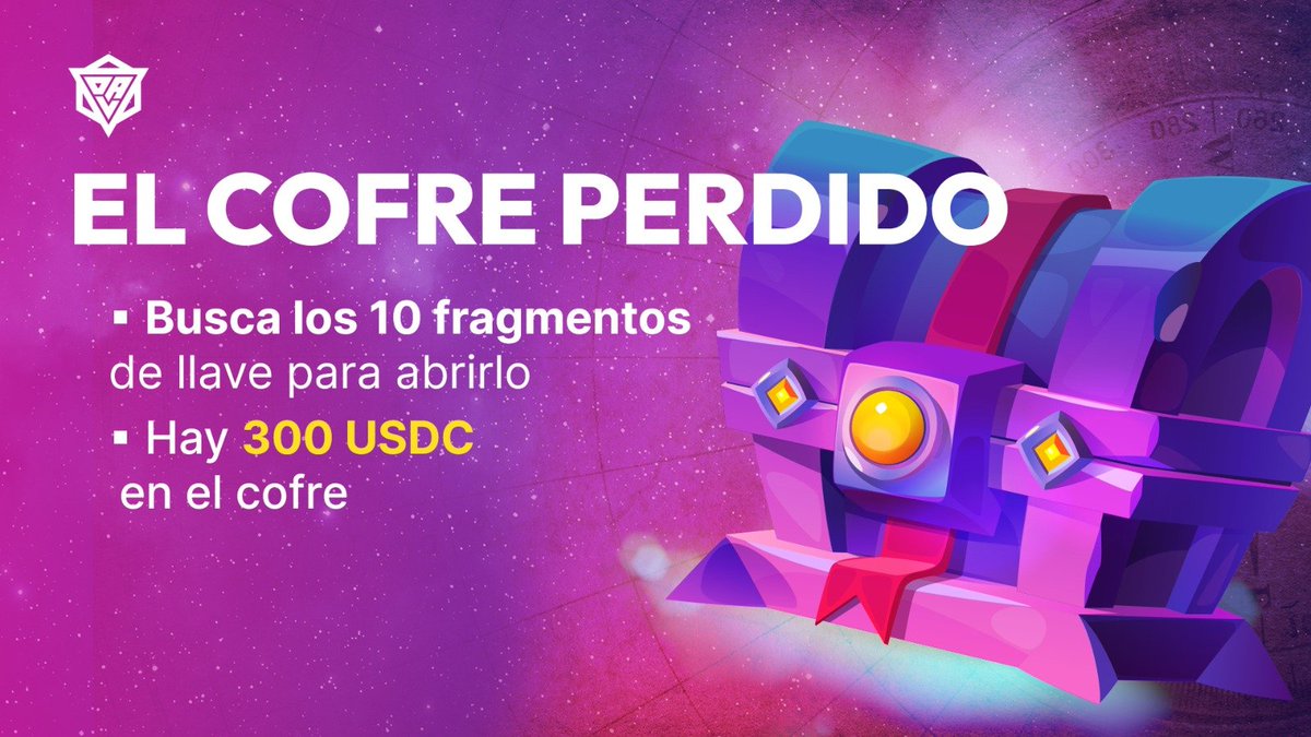 OLAGuildGames's tweet photo. 🤑🏴‍☠️EL COFRE PERDIDO🏴‍☠️ 🤑

¡Encuentra los 10 fragmentos de llaves  para abrir el cofre perdido! 🗝️
Si logras conseguirlos todas, participarás en un sorteo por 300 USDC. 💰

¿Cómo conseguir los fragmentos? Toda la info abajo