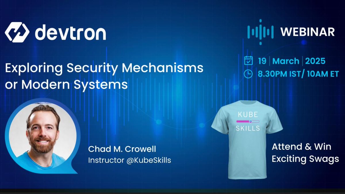 Are you struggling with securing modern cloud-native applications &amp; infrastructure? 🔐

You're struggles end here! Join us as we talk with <a href="/ChadMCrowell/">Chad M. Crowell</a> about the different security mechanisms used in the cloud native world.

🕥 8.30 PM IST/ 10 AM ET
🔗 linkedin.com/events/explori…
