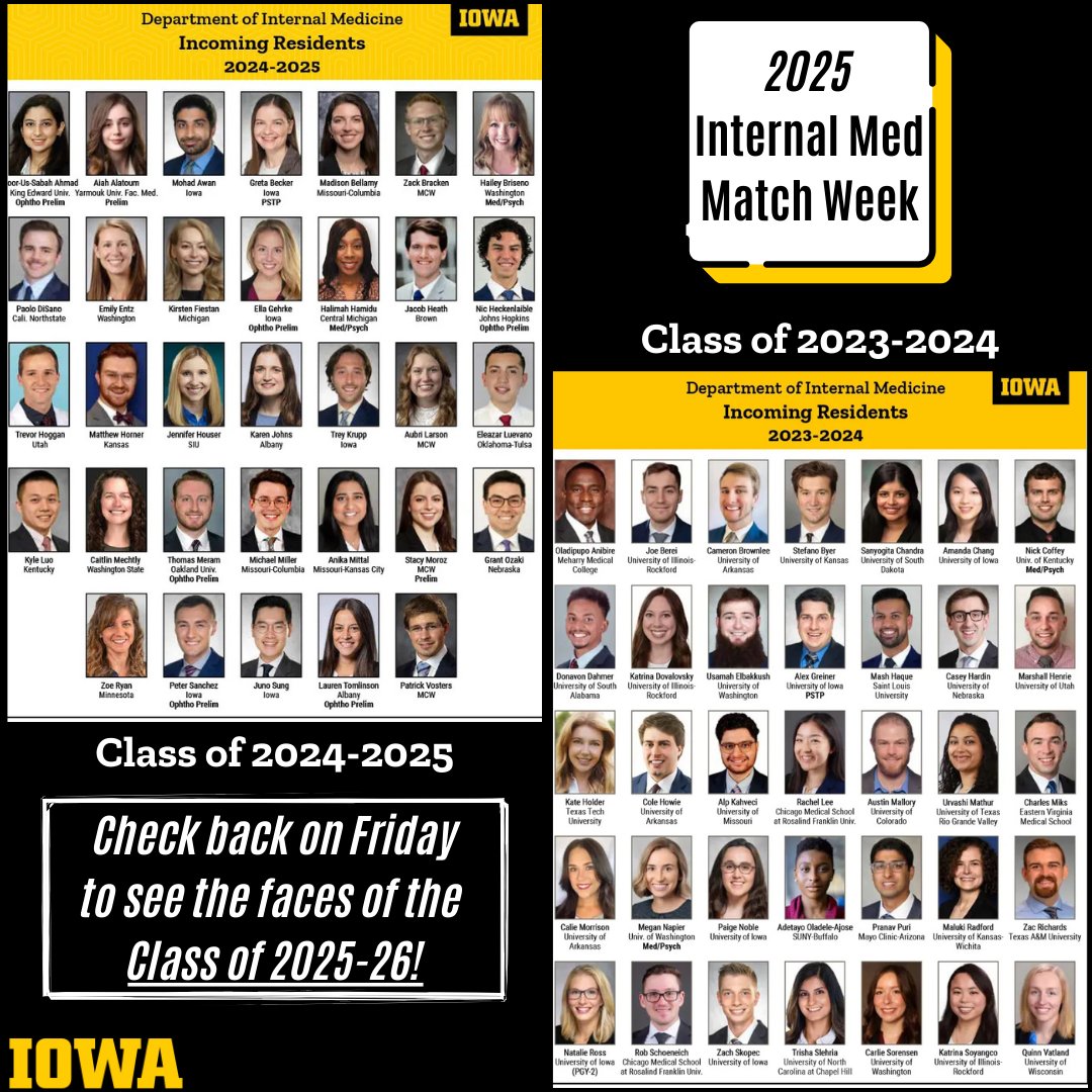 Today marks the beginning of our Internal Medicine Match Week! On Friday, our 2025-2026 Incoming Residents will be matched to our program, and we couldn’t be more excited. Check out the past two years of incoming residents and stay tuned to see the new faces of our program!