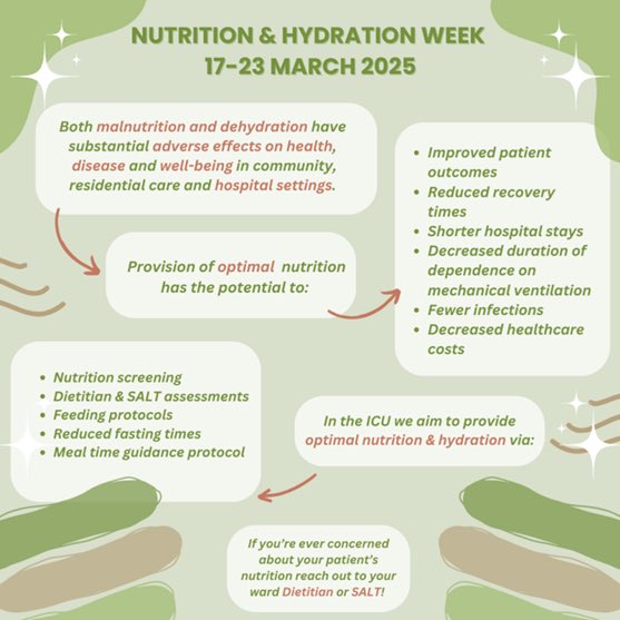 Laura Harbert (@lauraharbertslt) on Twitter photo Our Dietitian colleagues <a href="/GSTT_ICU/">Guy's & St Thomas' NHS Trust Critical Care</a> are kicking off <a href="/NHWeek/">N&H Week</a>, highlighting the vital role of N&H in patient recovery and wellbeing. 4 key principles: Well prepared food, time to eat is protected, patients feel supported and when needed meals are recorded. 🙌🏻🍽️🥦🥗 Our Dietitian colleagues <a href="/GSTT_ICU/">Guy's & St Thomas' NHS Trust Critical Care</a> are kicking off <a href="/NHWeek/">N&H Week</a>, highlighting the vital role of N&H in patient recovery and wellbeing. 4 key principles: Well prepared food, time to eat is protected, patients feel supported and when needed meals are recorded. 🙌🏻🍽️🥦🥗