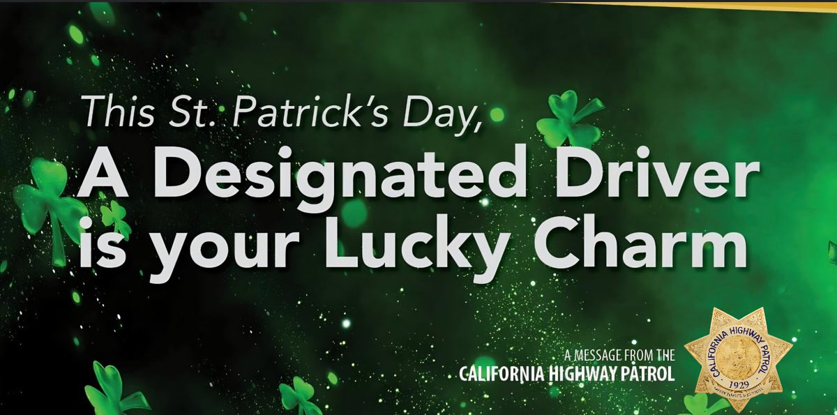 Happy St. Patrick's Day! Before celebrating, take a moment to plan ahead and always have a sober driver. Remember, impaired driving is never worth the risk. Prioritize your safety and the safety of others on the road. Have a happy and safe St. Patrick's Day.
