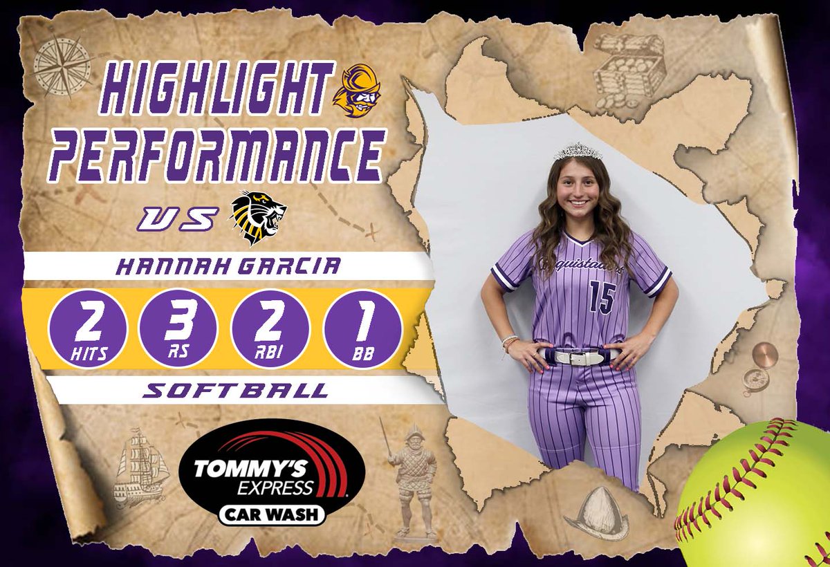 🥎Highlight Performance of the Day🥎 

Tommy's Express Car Wash (<a href="/tommys_express/">Tommy's Express Car Wash</a>) Highlight Performance of the Day for Softball goes to Hannah Garcia...she was 2-3 with 3 RS, 2 RBI, &amp; BB in Game 1 win over Fort Hays Tech #GoConqs #BurnTheBoats