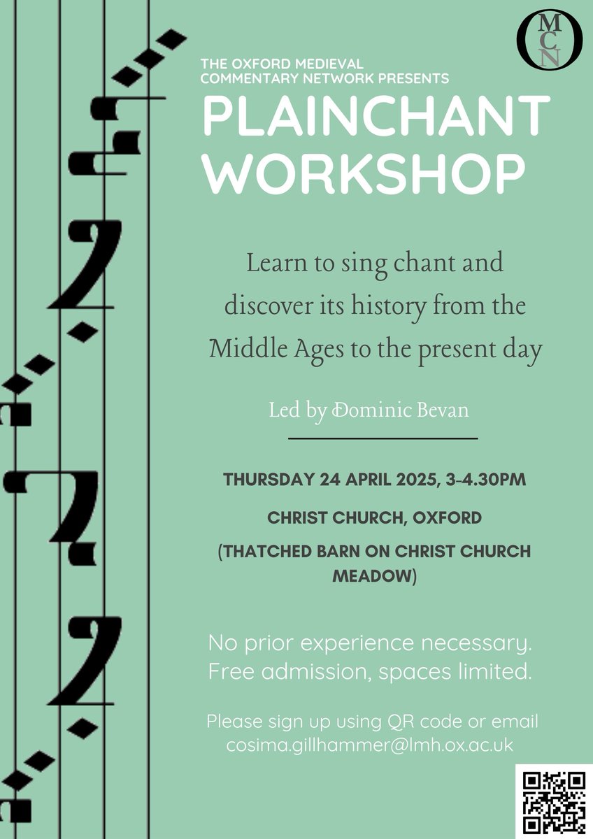 oxfordmcn's tweet photo. Our next event in Oxford! Learn more about the history and practice of plainchant. It's free! https://t.co/xBrlCqpebO