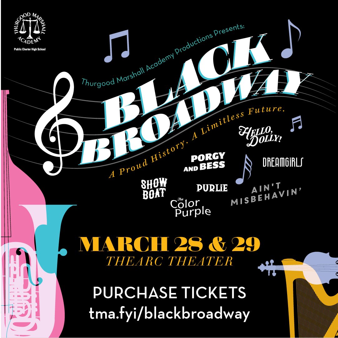 Join us for our school production of Black Broadway! Students, faculty, and staff are hard at work on everything from musical arrangements to costumes. Get your tickets now: tma.fyi/blackbroadway

#BlackBroadway #TMAWarriors #THEARCDC #DCTheater #YouthTheater #DCCharter