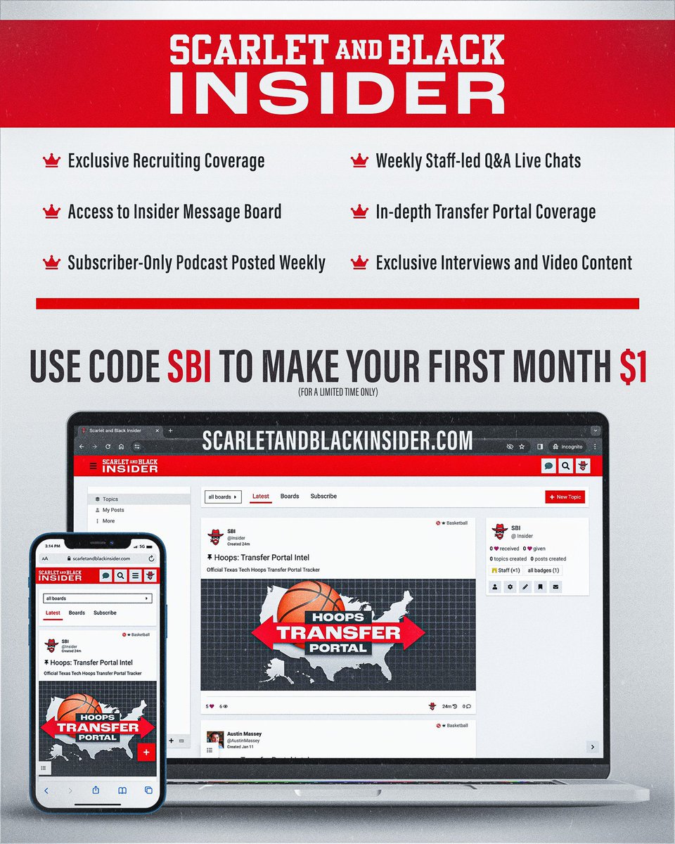 The Red Raiders are just starting their NCAA Tournament run, but have shown serious interest in one of the best players in the portal

Get the latest Texas Tech portal info on SBI!

⬇️⬇️⬇️⬇️⬇️