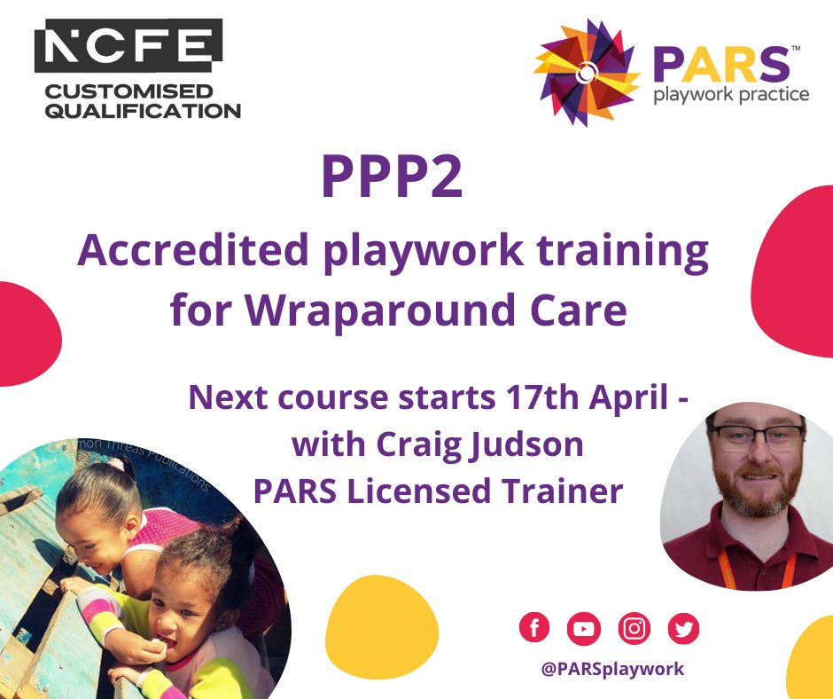 PARS Playwork (@parsplaywork) on Twitter photo Do you work in #wraparoundcare?
Join PARS Licensed Trainer Craig Judson and learn how to put <a href="/PARSPlaywork/">PARS Playwork</a> into practice in your setting.
Find out more and register > parsplaywork.com/course/ppp2-wr…
#playwork #ncfe Do you work in #wraparoundcare?
Join PARS Licensed Trainer Craig Judson and learn how to put <a href="/PARSPlaywork/">PARS Playwork</a> into practice in your setting.
Find out more and register > parsplaywork.com/course/ppp2-wr…
#playwork #ncfe