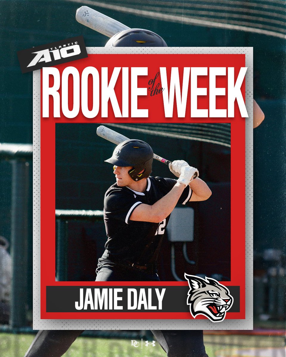 Outfielder Jamie Daly is this week's A-10 Rookie of the Week! 

Against UMass ... 

⚾️ Daly hit .462 (6-for-13) 
🧢 Posted a 1.357 OPS 
⚾️ Doubled, homered and drove in 4 runs