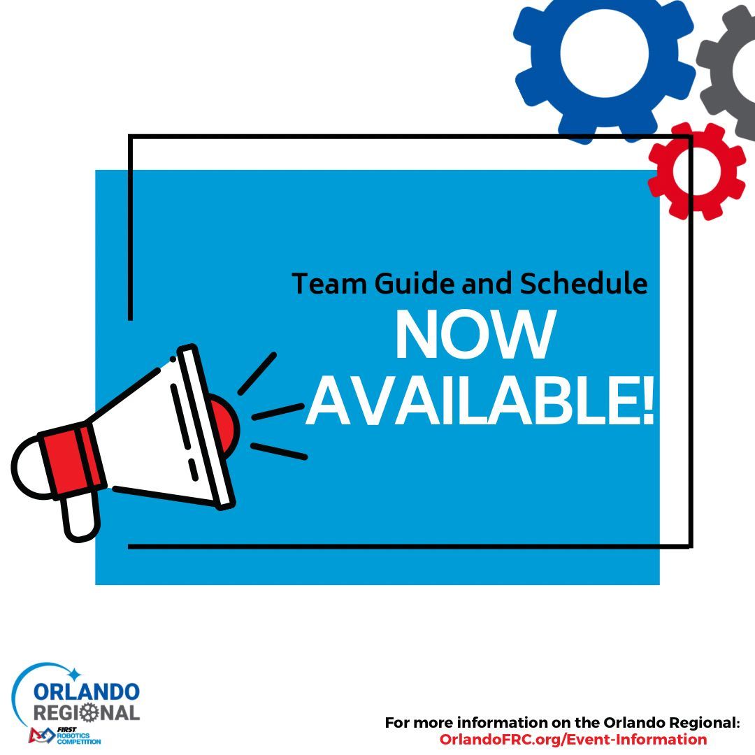 🚨It’s competition week! The Orlando FRC Regional is almost here, and the Team Guide &amp; Event Schedule are now available!

Get all the details you need to prepare for an exciting competition: orlandofrc.org/event-informat…

#OMGRobots #OrlandoFRC #FIRSTRobotics #FIRSTinFlorida #Reefscape