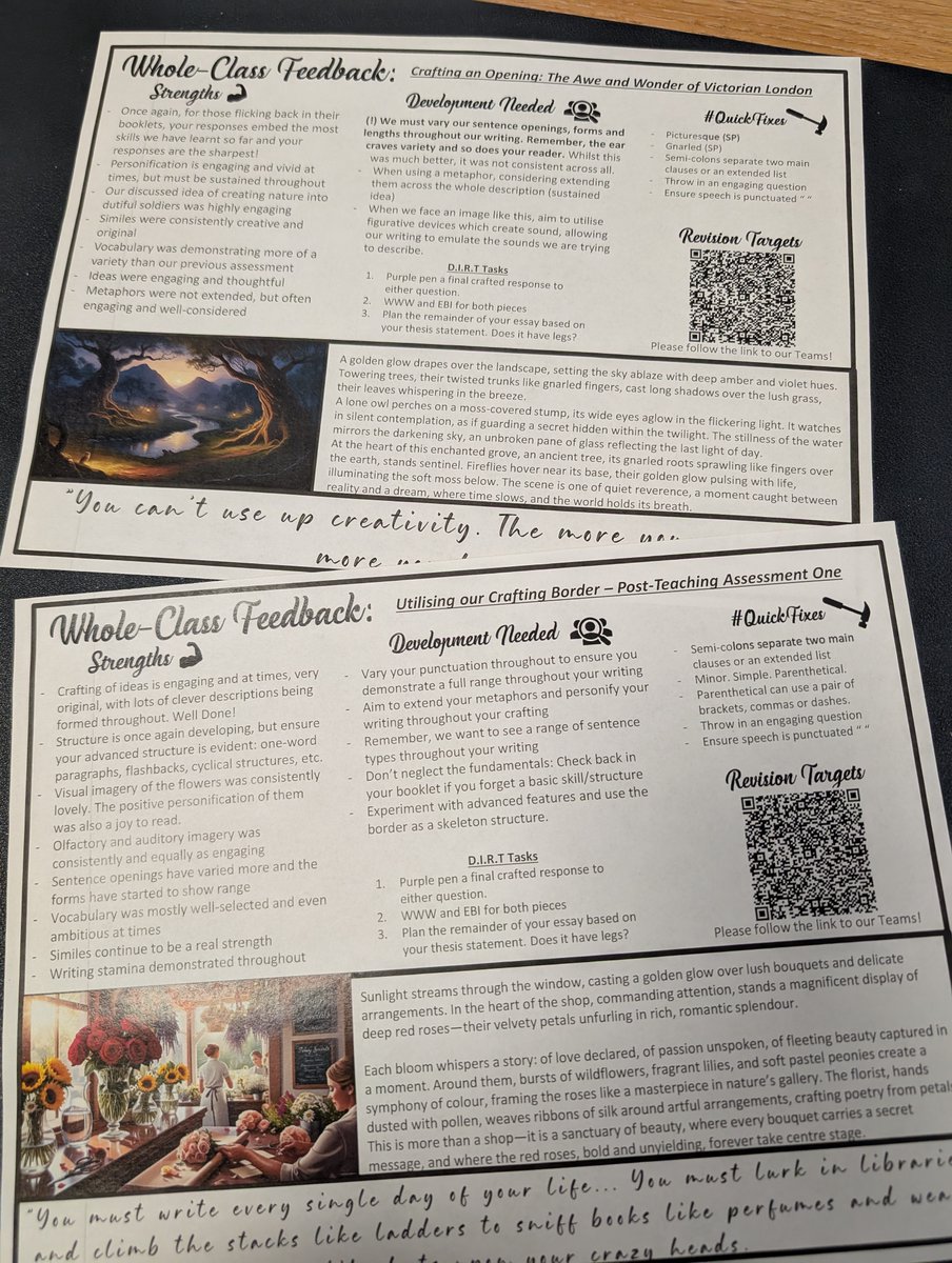 🚨Whole-class feedback is a game changer!🎮Our 6 week study of Section B conscious crafting has been FULL of instant, meaningful, and clear feedback each week. On reflection, I don't think I've ever had a better understanding of where my class is at the end of a topic! Buzzing🐝