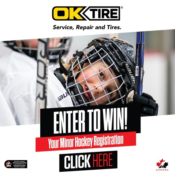 hockeymanitoba's tweet image. Attention Minor Hockey players!  

Wear your Minor Hockey jersey to any OK Tire location across Canada and scan the QR code for a chance to win $500 towards next season’s Minor Hockey fees + $1,500 for your team!  

#OKTire | #MinorHockey | #Grassroots