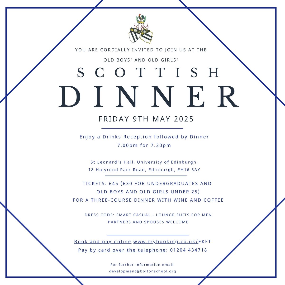 BoltonSchAlumni's tweet photo. Don't forget to book to join us at the next Old Boys' and Old Girls' Scottish Dinner!

Book here - https://t.co/n5sHLoXyrY https://t.co/XtXvc4B7r8