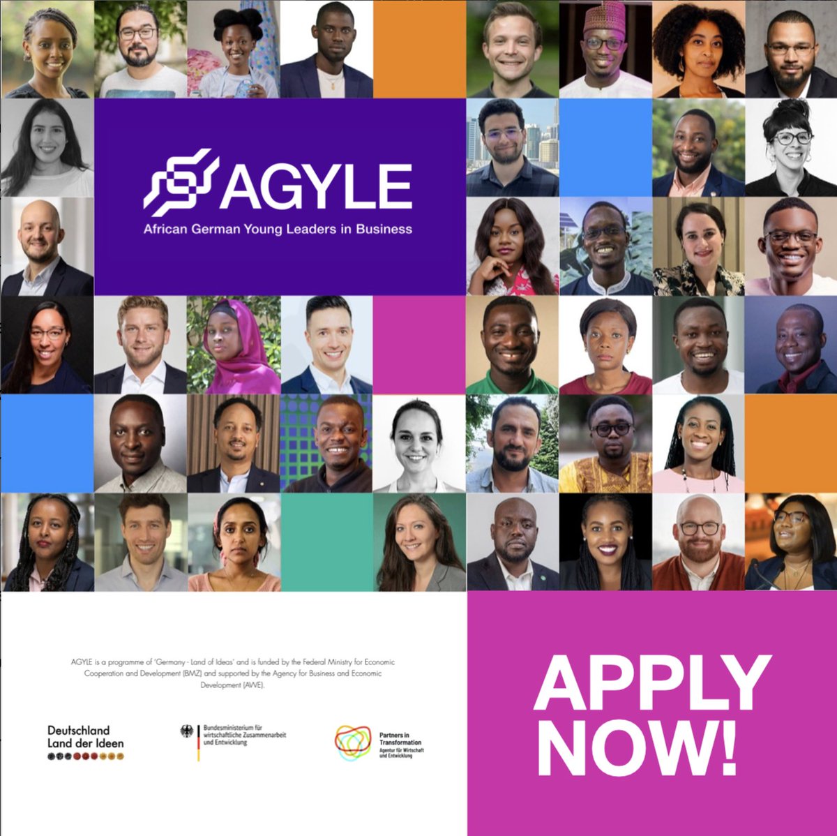 oppsforafricans's tweet photo. African German Young Leaders in Business (AGYLE) Programme 2025 for Young African Leaders (Fully Funded to Germany) @Land_of_Ideas @BMZ_Bund #AGYLE The programme covers the costs of accommodation, transport and all events during the Live Week in Germany https://t.co/BsDpN14eh1 https://t.co/iHQlfE4Apu