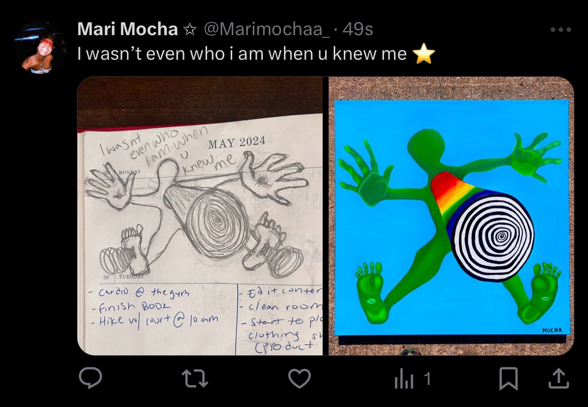 mochathings's tweet photo. Mari Mocha shares her newest painting now on show at Liv Gallery in NYC https://t.co/u4amvrkO5N