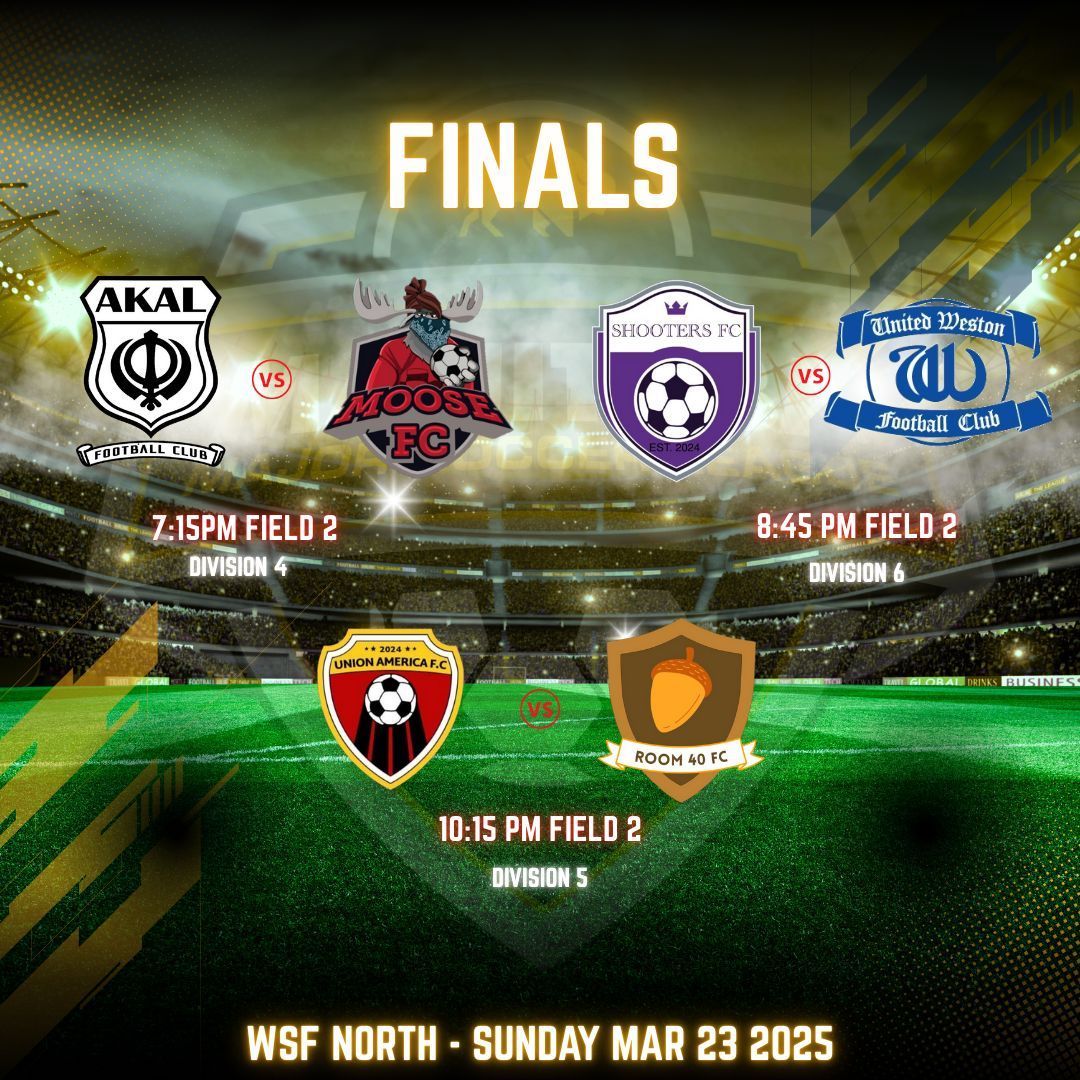 MB_MajorSoccer's tweet photo. Finals are set! Weds and Sunday, come check them out at the WSF North Facility on Leila.
Side Note, thanks to all the teams for a great season... https://t.co/QCW8GhV1WF