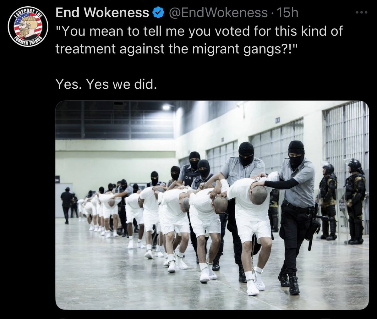 These people have not been proven to be gang members whatsoever. This is just rounding up and imprisoning brown people.