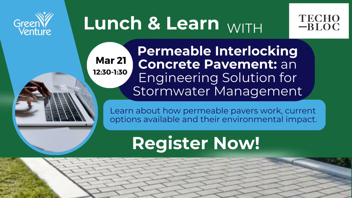 Don't forget to sign up soon if you want to join us for this fantastic Lunch &amp; Learn Opportunity!

greenventure.ca/permeable_pave…