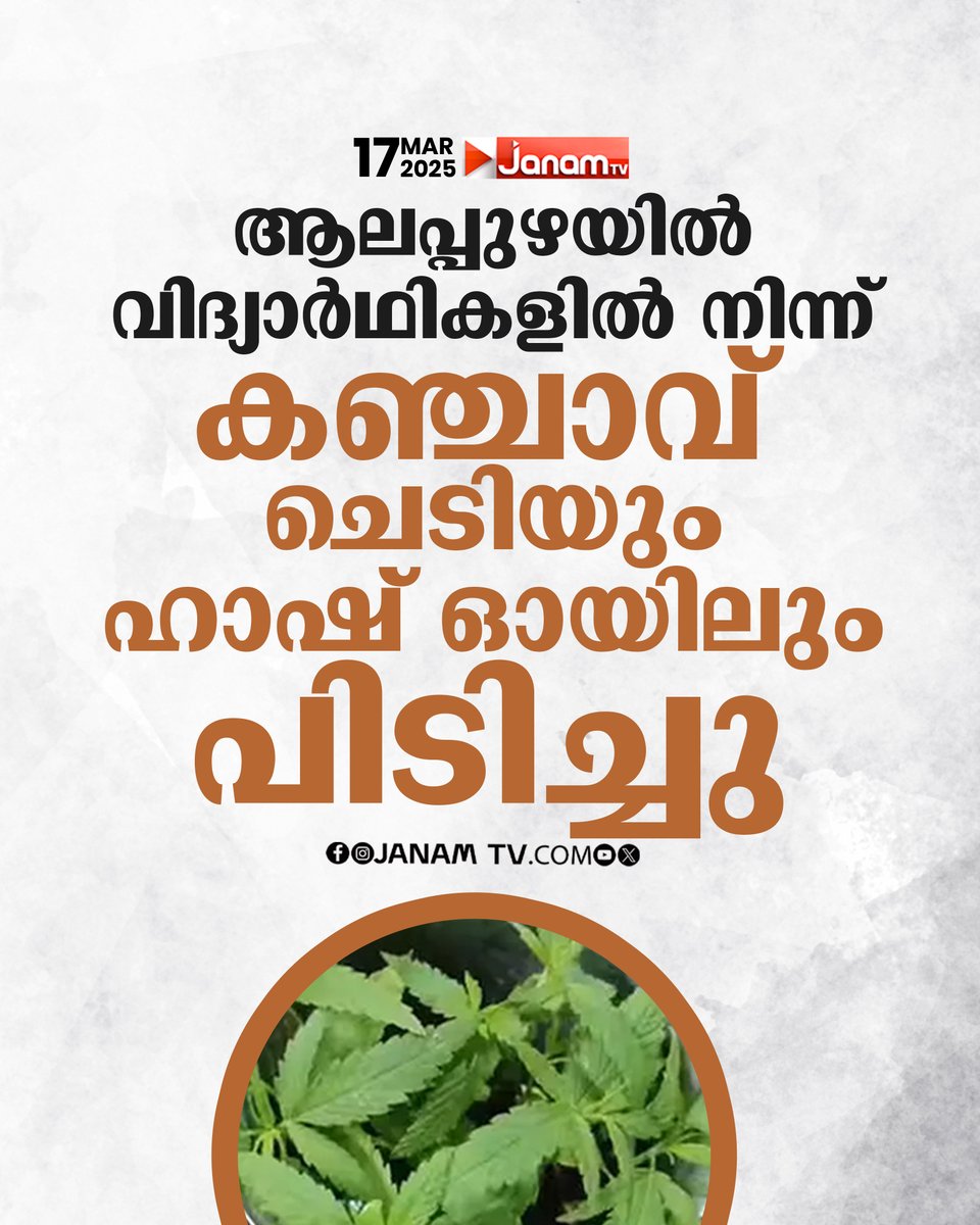 tvjanam's tweet photo. ആലപ്പുഴയില് വിദ്യാര്ഥികളില് നിന്ന് ഹാഷ് ഓയിലും
കഞ്ചാവ് ചെടിയും പിടിച്ചു
#janamonline #JanamTv #alappuzha #weed #hashoil https://t.co/1u8YvxtfdR