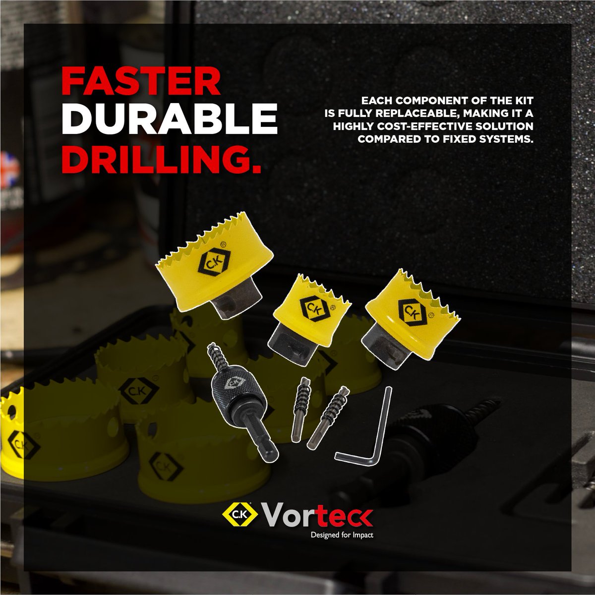 Meet the T3219 Vorteck Quick Change Sheet Steel Hole Saw Set – designed for speed, durability, and cost efficiency: experience faster cuts, smoother performance, and exceptional value.