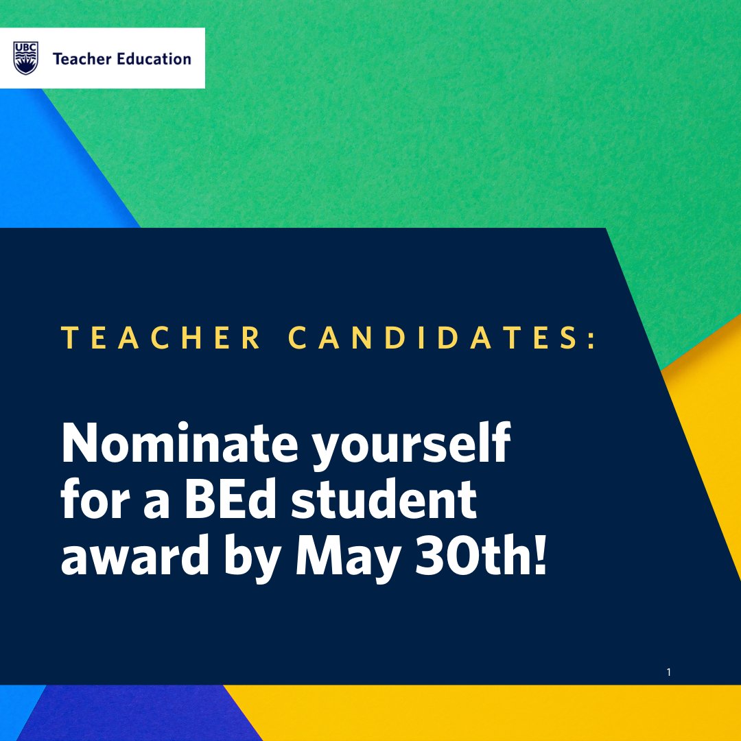 Current UBC BEd teacher candidates are eligible for a number of scholarships and awards. These scholarships and awards recognize outstanding performance in coursework, practicum, and the BEd program overall. ⁠Learn more:
l8r.it/giVu
