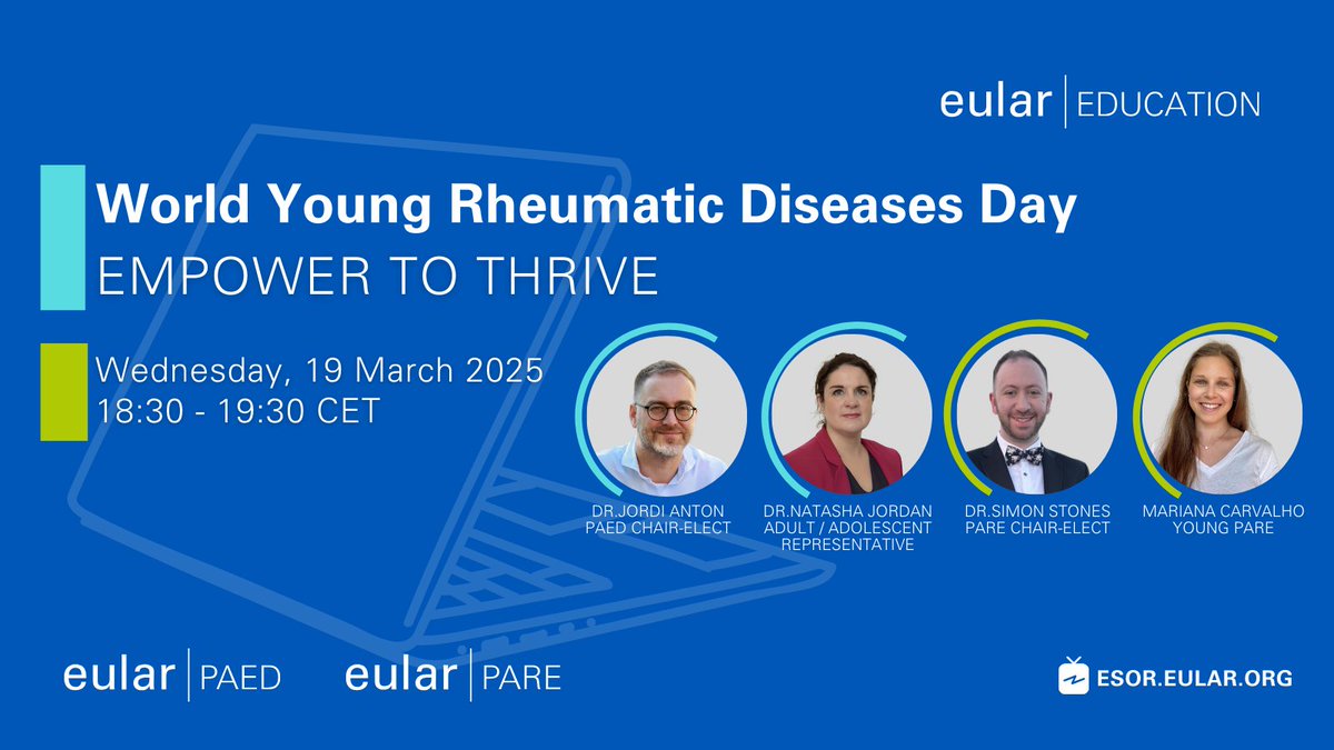 📢 Join us for the WORD Day webinar!
"Empower to Thrive"

🗓 19 March, 18:30 – 19:30 CET

📌 Registerhttps://pulse.ly/yudozyzfxf

#eularPAED #eularPARE