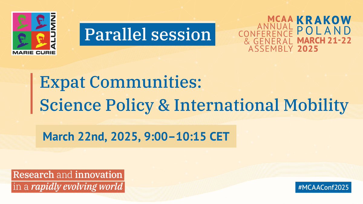 Expat communities offer a way to connect with fellow researchers and mitigate challenges when moving to a new country. 🤝

Join this session at the #MCAAConf2025, moderated by <a href="/EliskaKonarik/">Eliška Koňaříková</a> from <a href="/imgprague/">Institute of Molecular Genetics</a> and <a href="/czexpats/">Czexpats In Science</a>, to explore the role expat communities play in supporting