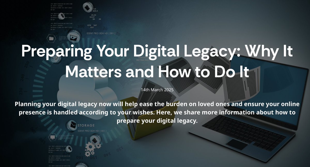 DigitalLegacyCo's tweet image. Preparing Your Digital Legacy: Why It Matters and How to Do It.
kemphospice.org.uk/news/preparing…
Article by @KEMPHospice.
#digitallegacy #thisishospicecare #hospice