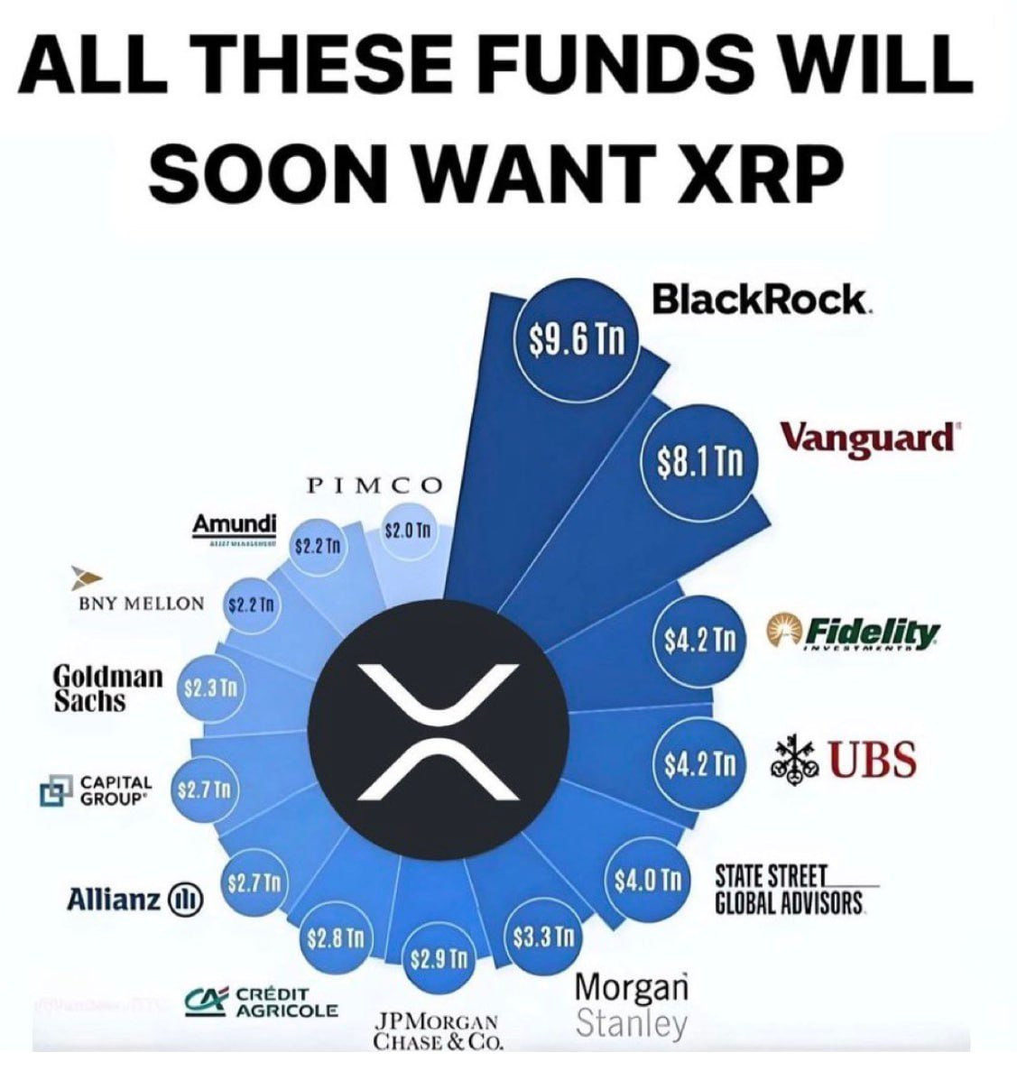 Massive Institutional Support for XRP Incoming! 🚀 Major investment funds  are moving towards XRP! 🔹 BlackRock – $9.6T 🔹 Vanguard – $8.1T 🔹 Fidelity,  UBS, Goldman Sachs, JPMorgan, Morgan Stanley, and others