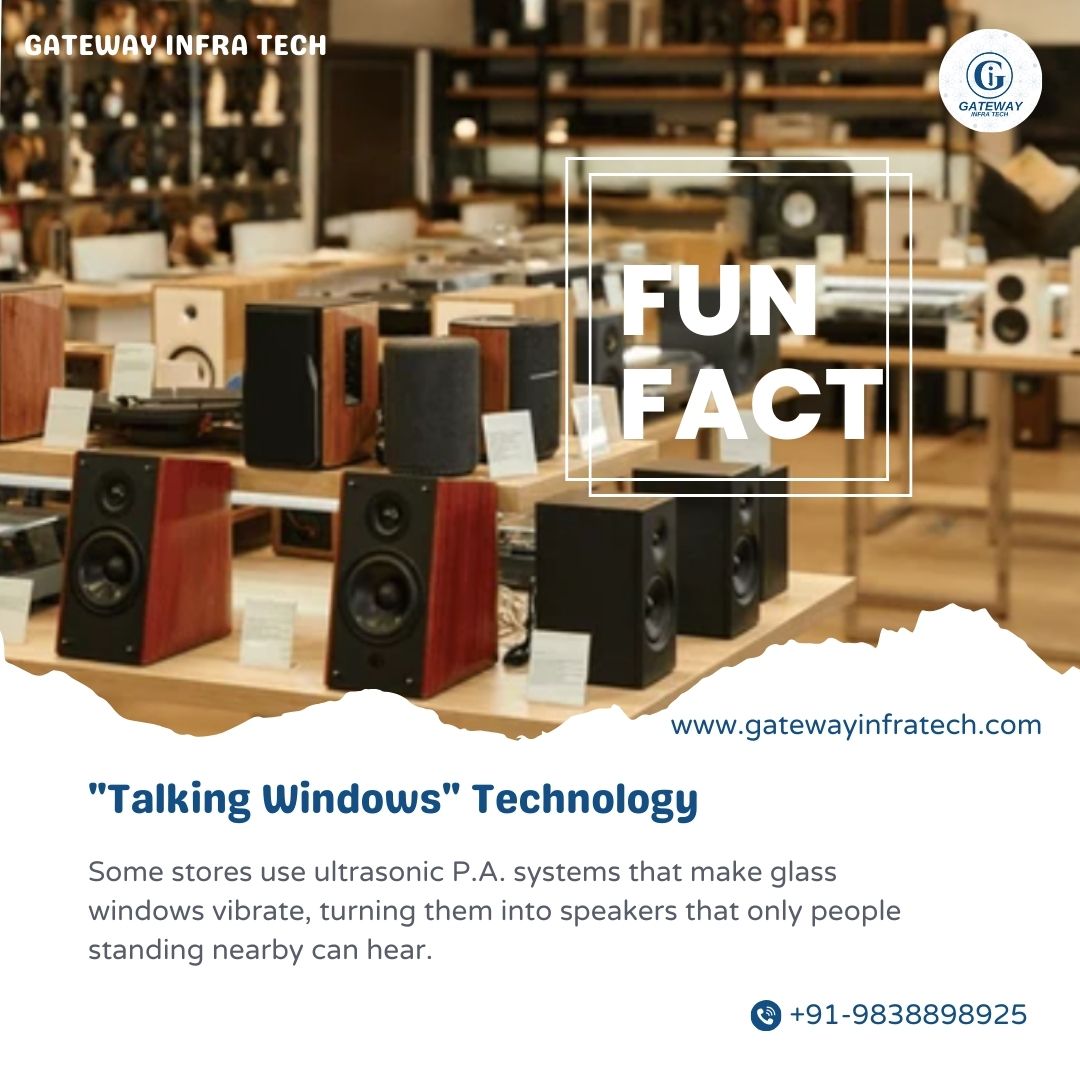 TechInfra95840's tweet image. 🔊 Did You Know?🔊  

Some stores use ultrasonic P.A. systems that make glass windows vibrate, turning them into speakers! This "Talking Windows" technology ensures only people nearby hear the sound.  

#GatewayInfraTech #TalkingWindows #PASystems #SmartSecurity #HomeAutomation