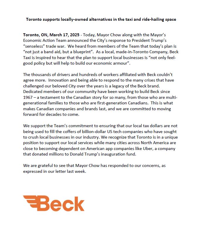 Beck Taxi Made in 🇨🇦 (@becktaxi) on Twitter photo 