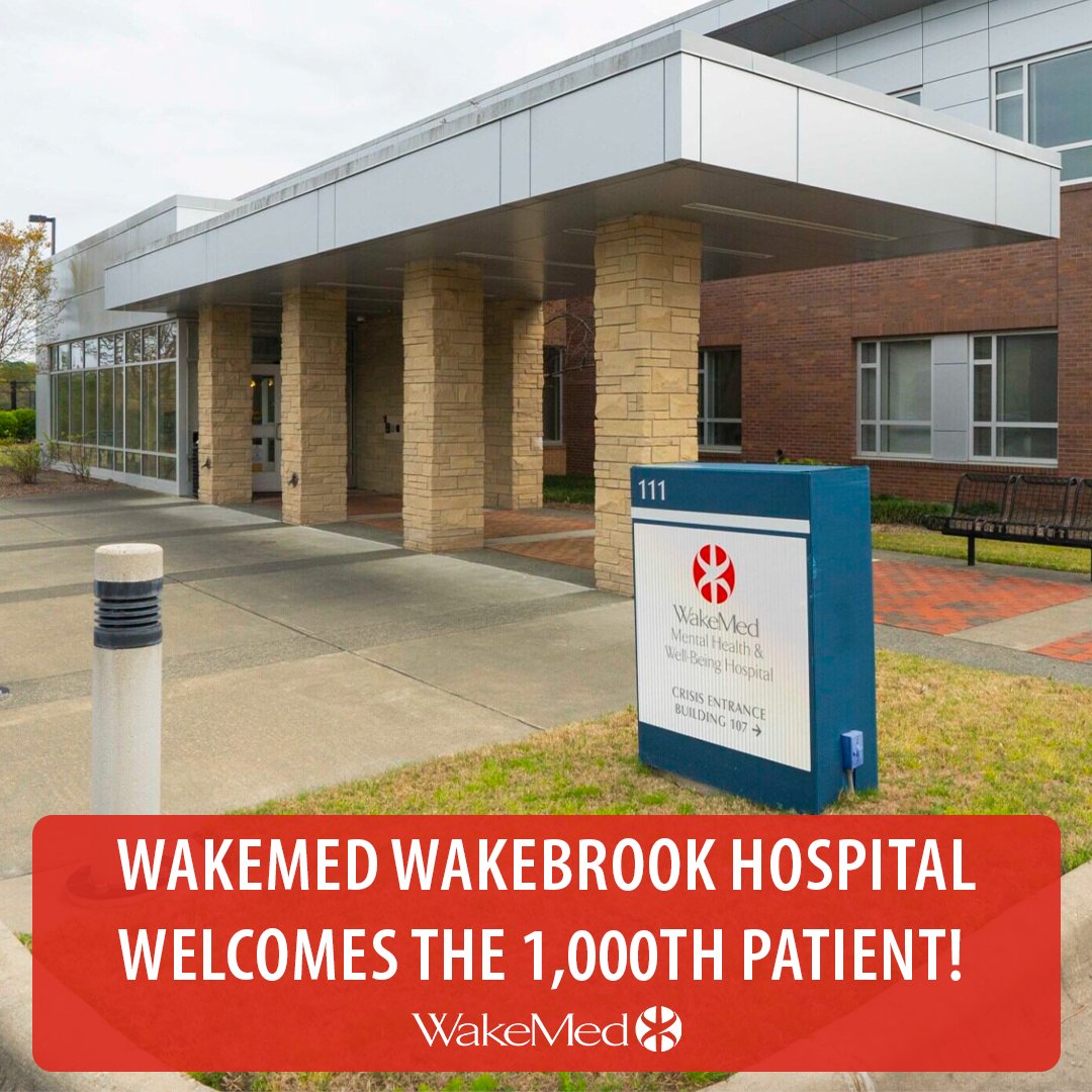 WakeMed's tweet image. On March 13, WakeMed Mental Health &amp;amp; Well-Being Hospital -- WakeBrook celebrated a milestone -- the admission of their 1,000th patient! Thank you to the community for entrusting us with your care.