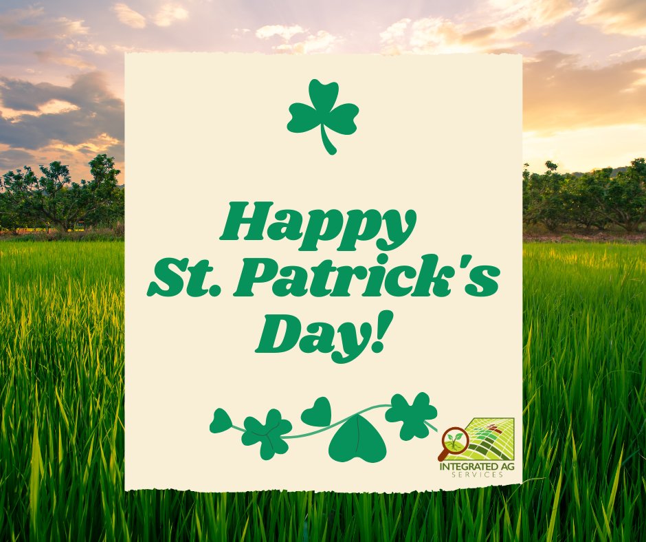 IntegratedAg's tweet image. Happy St. Patrick’s Day! Wishing you a day filled with good luck, green fields, and plenty of reasons to celebrate! #StPatricksDay