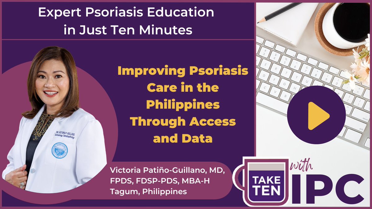 IpcPs's tweet photo. In this new #TakeTenWithIPC video, #IPCCouncilor Dr. Victoria Patiño-Guillano discusses the challenges of accessing psoriasis care in the Philippines and shares strategies for improvement.
Watch the full video on the #IPCWebsite: https://t.co/F9AwJJkDAC
#PsoriasisAccess https://t.co/5WdqfcJORH