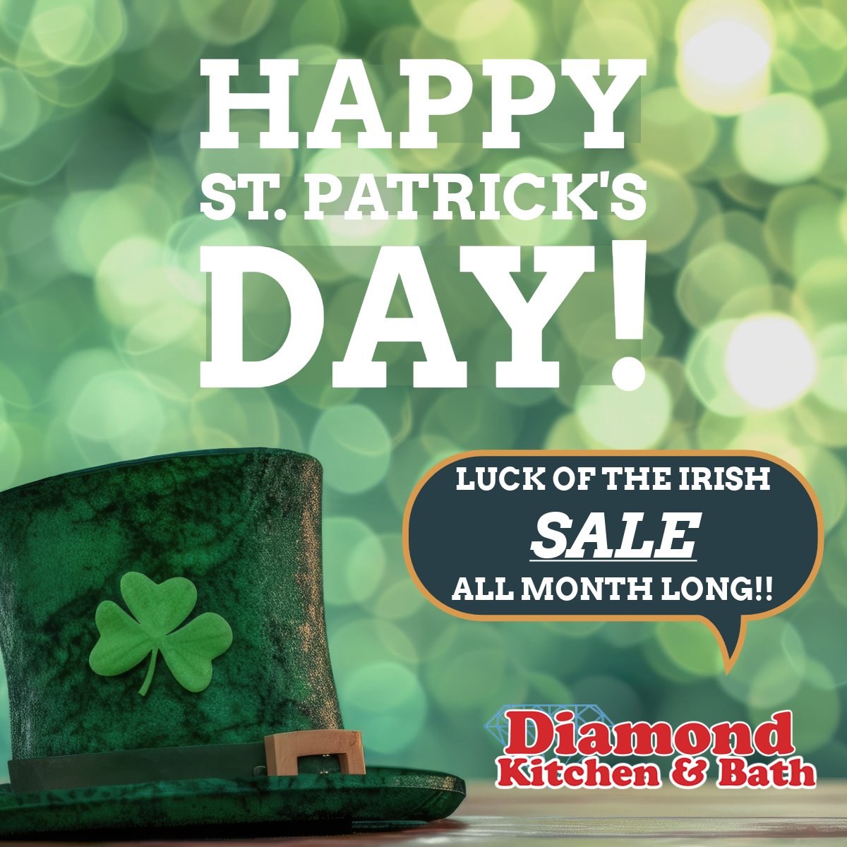🍀 Happy St. Paddy’s Day! 🍀

May your pockets be heavy, your heart be light, and your cabinets… brand new! 😆✨

We can’t promise a pot of gold at the end of the rainbow, but we can promise amazing deals during our Luck of the Irish Sale, happening all month long! 🍀🚪🏡
