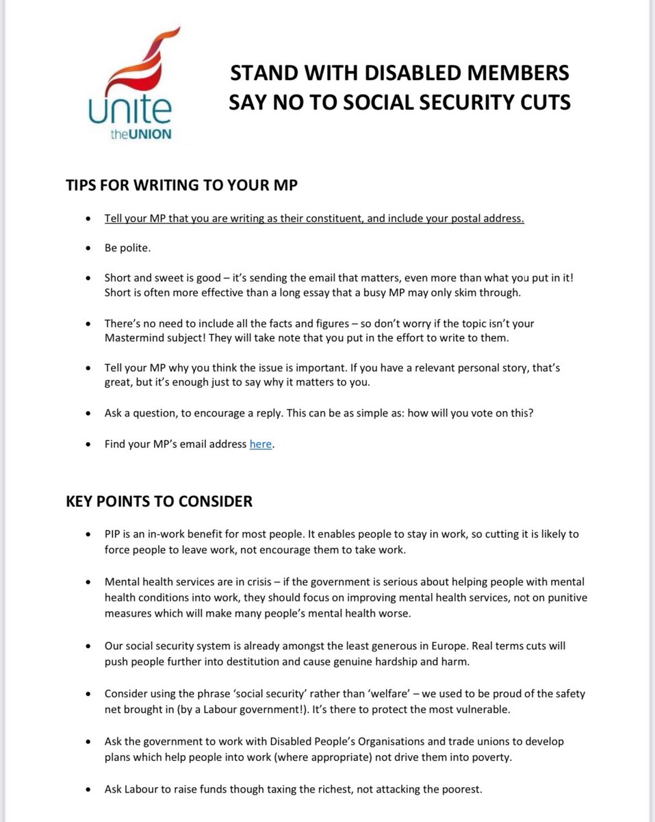 People's Assembly (@pplsassembly) on Twitter photo Stand with <a href="/unitetheunion/">Unite the union: join a union</a> disabled members: say no to social security cuts.
Tips for writing to your MP.
Find your MP’s email address here: members.parliament.uk/members/Commons Stand with <a href="/unitetheunion/">Unite the union: join a union</a> disabled members: say no to social security cuts.
Tips for writing to your MP.
Find your MP’s email address here: members.parliament.uk/members/Commons