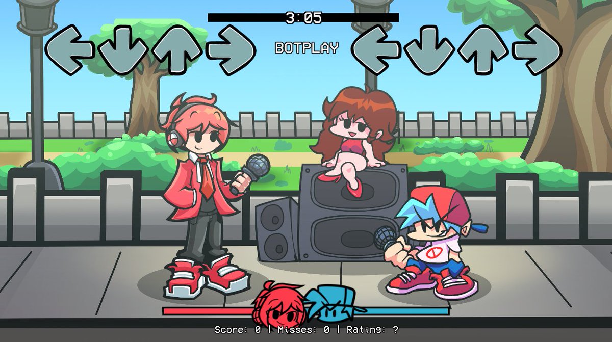 FerusFunk's tweet image. Omg holy sh-
I added a background, but the size was too big
And you can see the edge of the map when it comes to the bf's camera