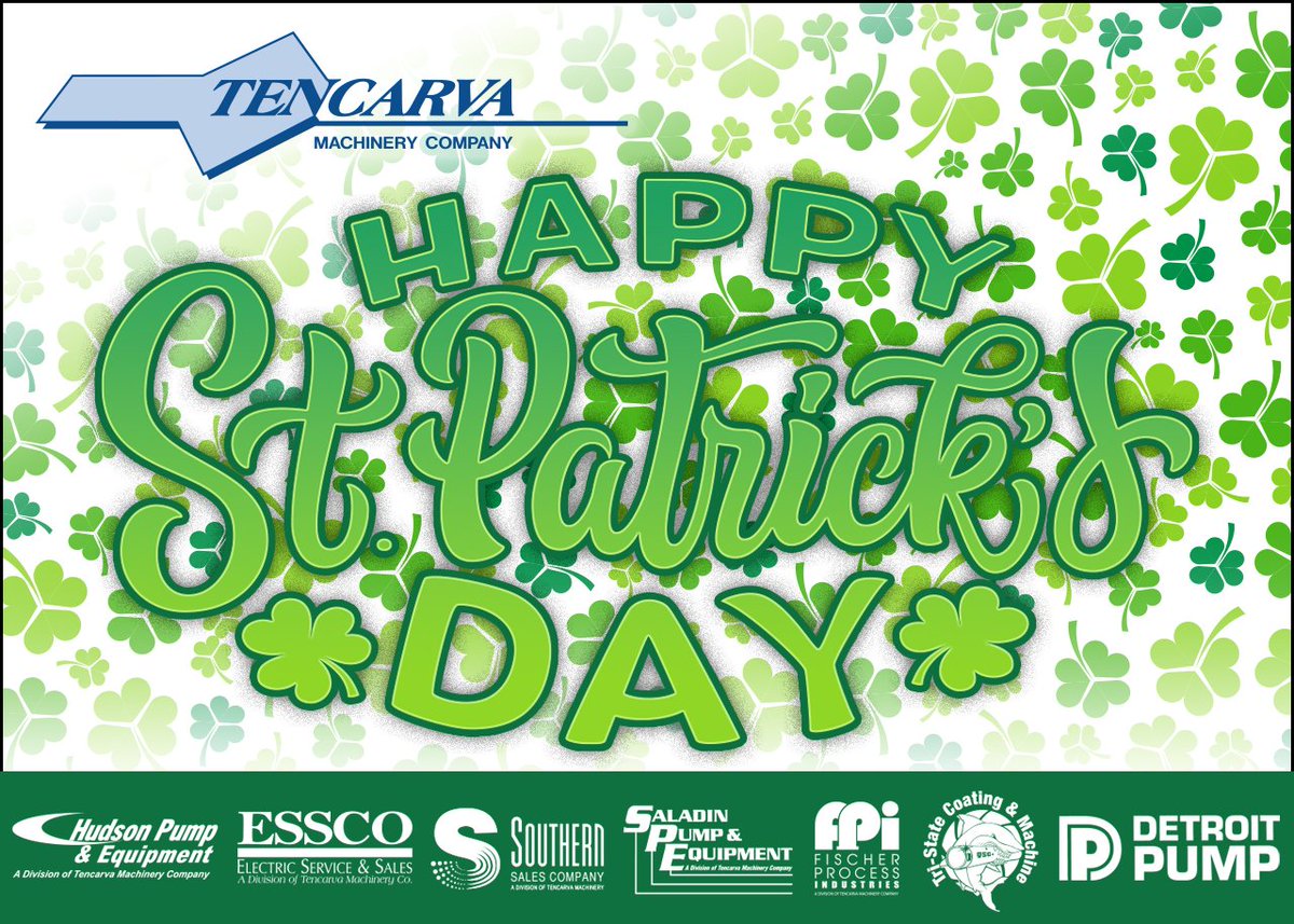 Happy St. Patrick's Day from all of us at Tencarva! 🍀 No need to chase leprechauns for luck—our expert pump solutions and 24/7 service keep your systems running smoothly all year long. Wishing you a green and prosperous day!