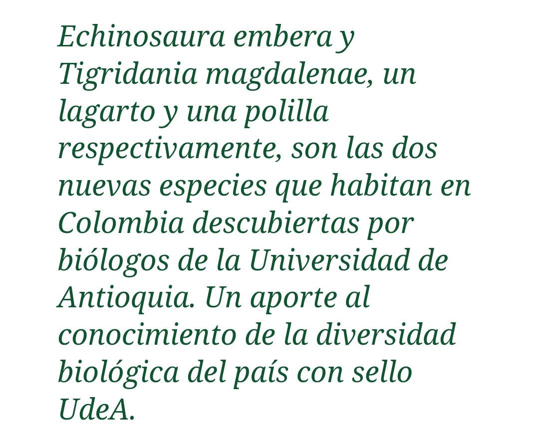 La <a href="/UdeA/">Universidad de Antioquia</a> (<a href="/FCENUdeA/">Facultad de Ciencias Exactas y Naturales UdeA</a>) me vió nacer y crecer (académicamente hablando) hasta que pude volar solo. Aunque ya no esté allí, siempre será un orgullo llevar el estandarte de mi Alma Mater. 🦎❤️

Más info en el enlace:
👇🏻👇🏻👇🏻

udea.edu.co/wps/portal/ude…