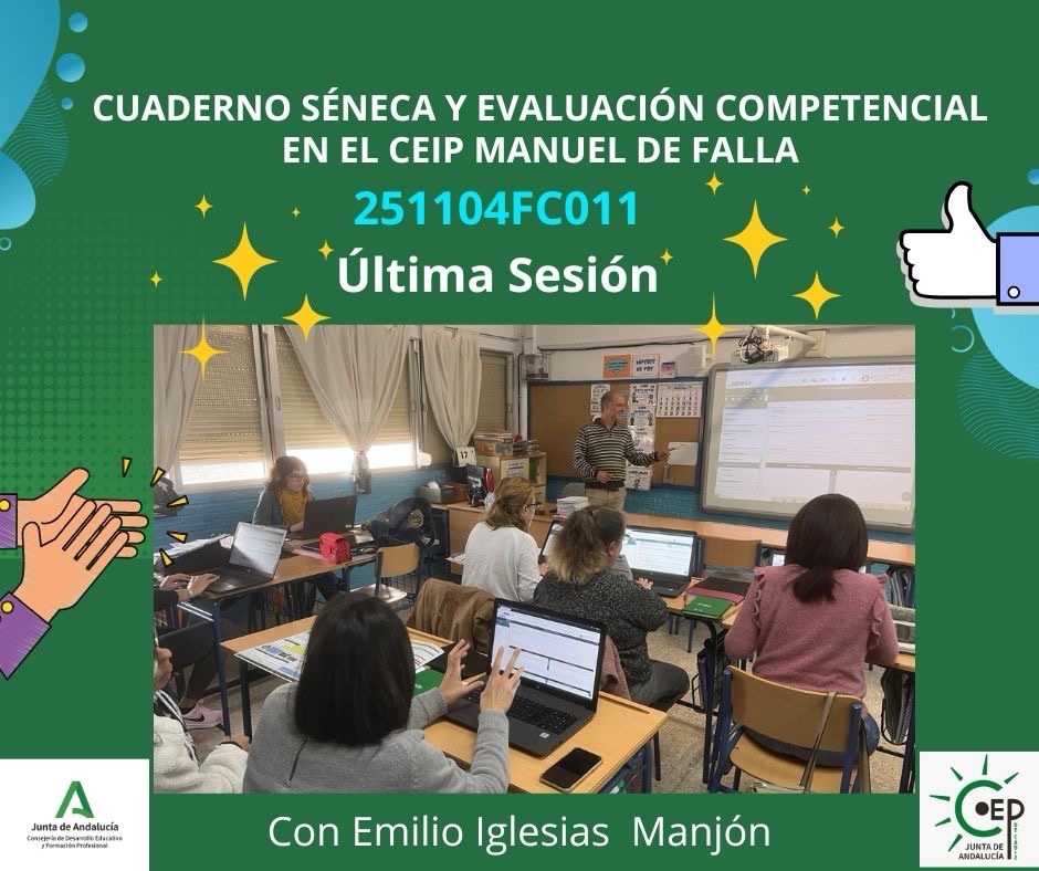Últimos asesoramientos externos en CEIP El Trocadero con J. Antonio Lora, CEIP Pózar #dua con Rocío Garrido, CEIP La Constitución y CEIP Manuel de Falla #CuadernoSeneca con Bella Rodríguez y Emilio Iglesias <a href="/DG_IFP/">DG de Innovación y Formación del Profesorado</a> <a href="/EducaAnd/">Consejería Desarrollo Educativo y FP</a>