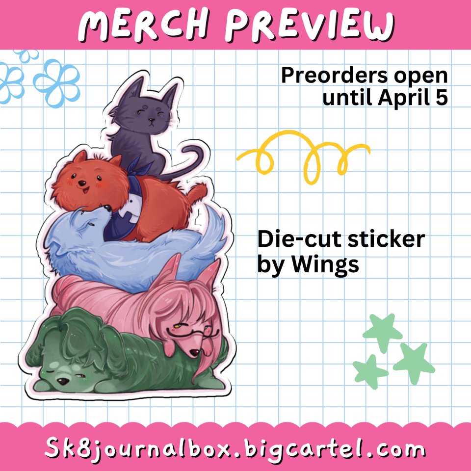 I had the pleasure of drawing this adorable pile of puppies for <a href="/sk8journalbox/">Dope Sketch: A Sk8 Merch Box | SHIPPING</a>  !
If you'd like a #sk8 puppy pile of your own you can preorder the zine at:
sk8journalbox.bigcartel.com