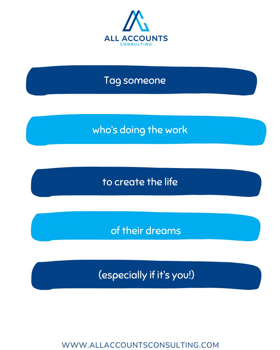 AllAccountsCon1's tweet photo. Tag someone who’s working to build the life they dream of and remind them they’re unstoppable!  At All Accounts Consulting, we’re here to support businesses and individuals every step of the way. 
#AccountForSuccess #HardWorkPaysOff #SmallBuisnessSupport #DreamBig https://t.co/RQaPwPlt3d