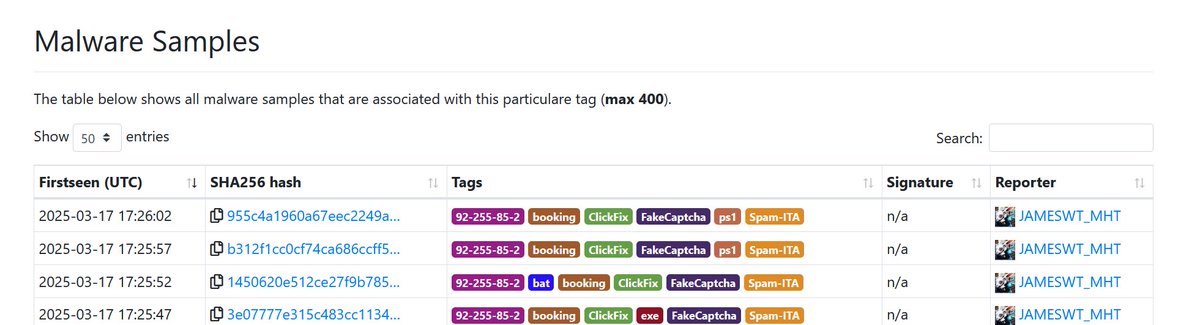 #booking #clickfix #fakecaptcha 
👇
⛔️boxiesreservguste].com/
👇
⛔️alt-check-v3.]com/j8oGN6XCdTtHqFVq.html
👇
⛔️92.255.85.]2/
b.mp4 (ps1)
a.mp4 (ps1)
cmd.bat 
pq.exe
✅Samples
bazaar.abuse.ch/browse/tag/92-…
✅AnyRun
app.any.run/tasks/8d844358…