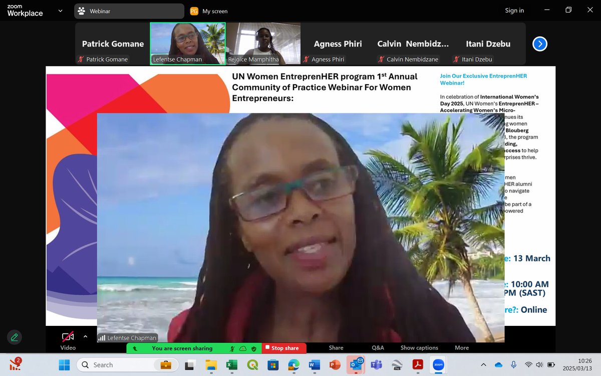unwomenSA's tweet photo. Last week, #EntreprenHER in SA 🇿🇦hosted the 1st National Community of Practice webinar where women entrepreneurs:

✅Gained expert insights on business resilience.
✅Shared experiences on overcoming barriers.
✅Built networks to strengthen their businesses.

#ForAllWomenAndGirls https://t.co/6ZM92YbUYx