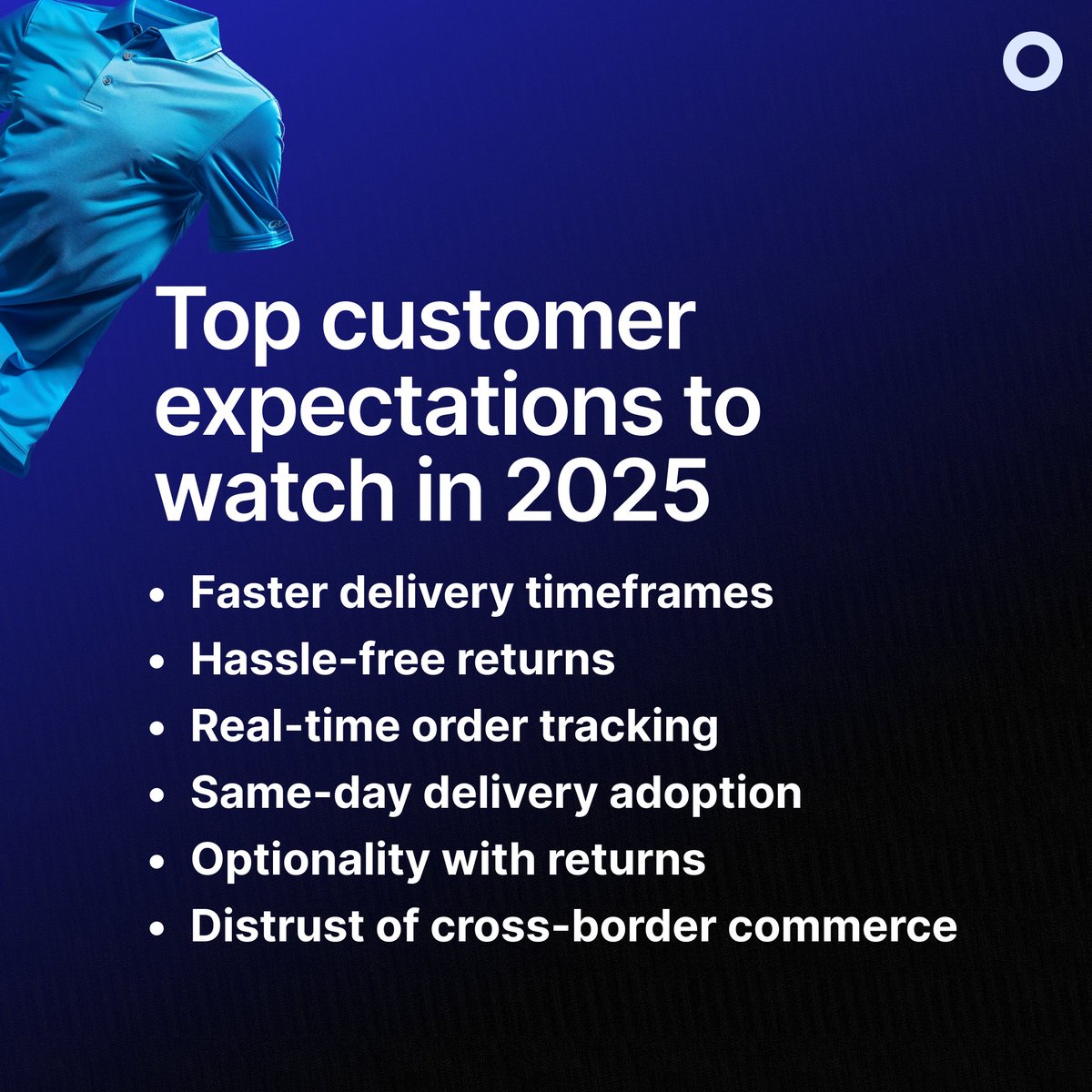Customer expectations are evolving fast—is your brand ready?

📦 96% of shoppers track orders at least once
🔄 67% won’t return after a poor returns experience
📱 84% expect no-box, no-label returns

Download our 2025 Trend Report for actionable strategies to meet these