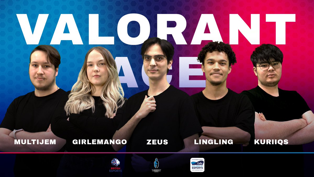 legionesportsuk's tweet image. Introducing our VALORANT Ace roster from the 2025 Spring split as it comes to an end!

⚔️| Zeus 
⚔️| Lingling 
⚔️| Multijem 
⚔️| GirleMango 
⚔️| Kuriiqs  

⚡Powered by @CollegeEsports_
