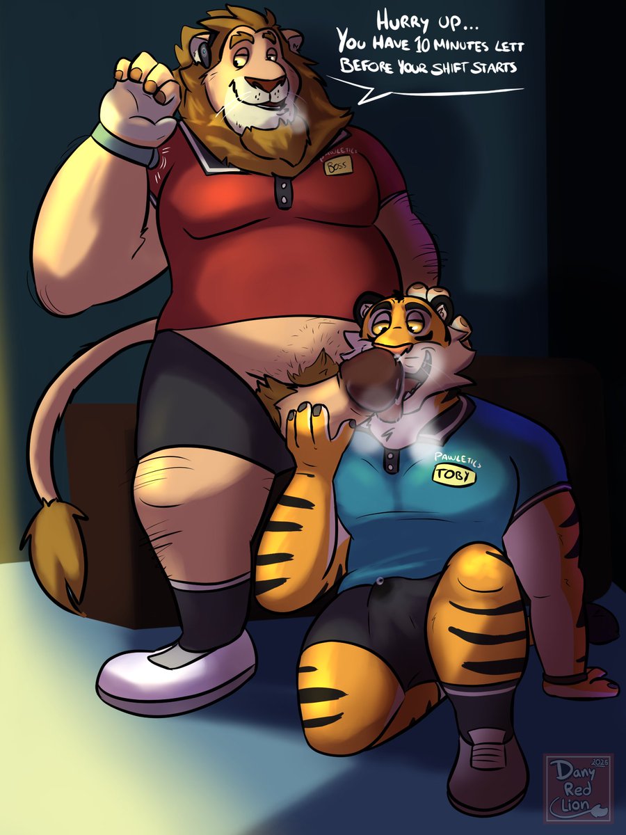 When you want to get a raise from your boss 😏🐯🦁

The two handsome characters belong to <a href="/GH0STFOOD/">ゴースト フード</a>  :)